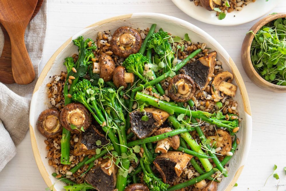 Balsamic Mushrooms with Beans, Broccoli & Ancient Grains