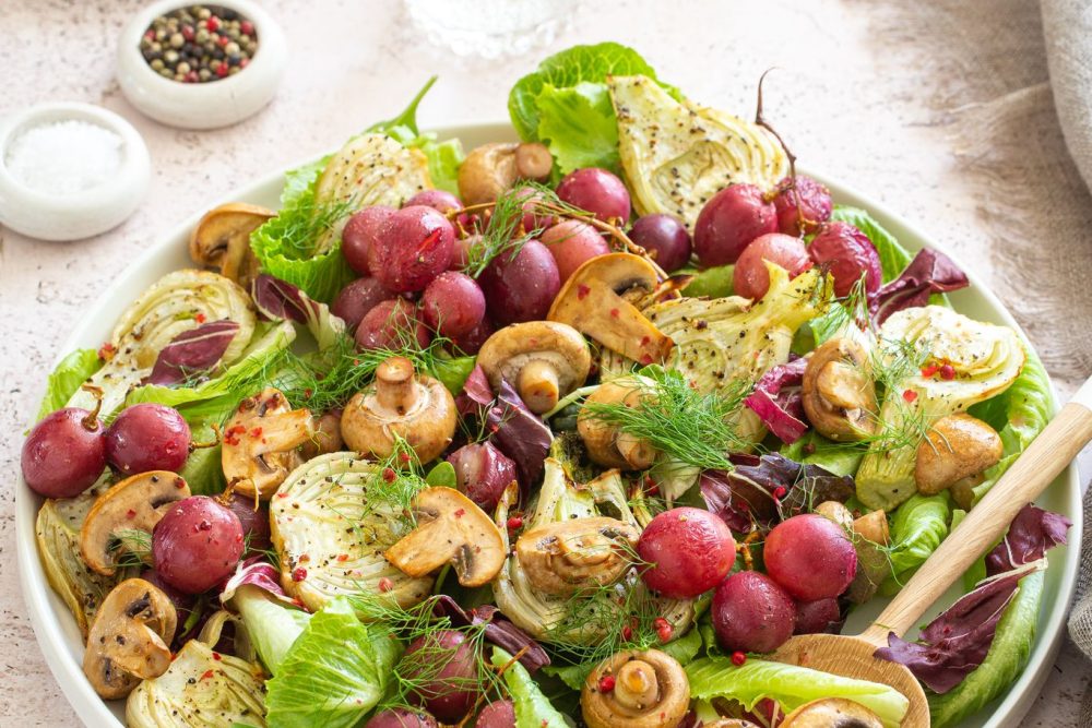Roasted Mushroom, Fennel & Grape Salad