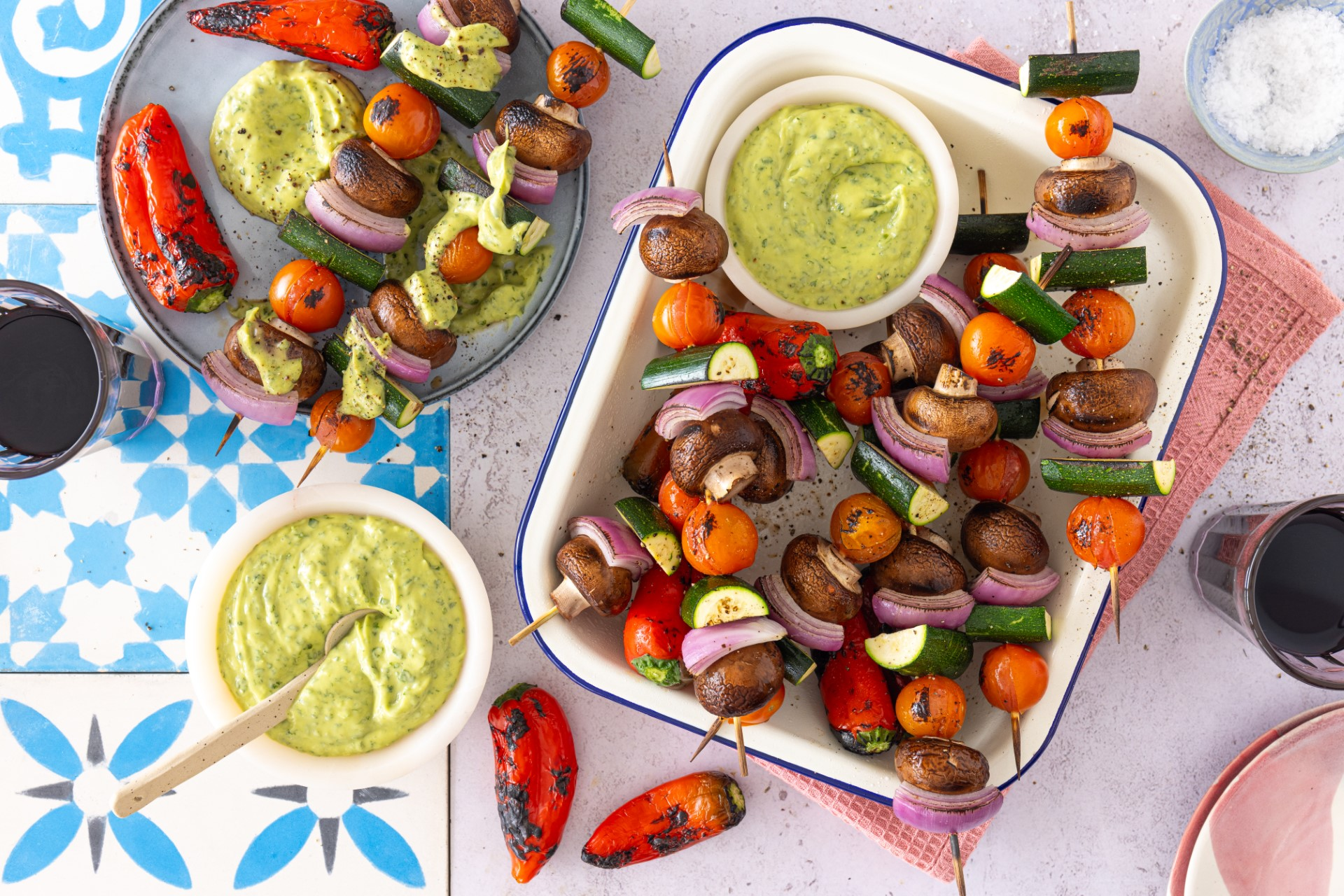 You are currently viewing Veg Kebabs with Creamy Avocado Dressing